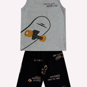 Conjunto Infantil Menino Skate Cinza