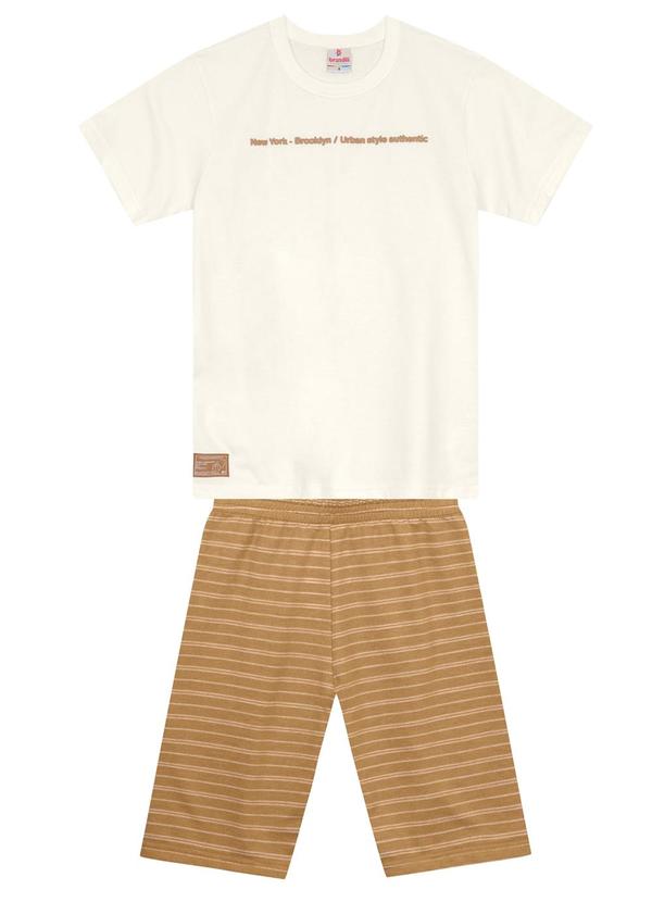 Conjunto Infantil Menino com Listras Bege