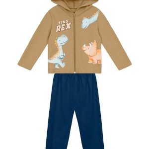 Conjunto Infantil Menino de Dinossauro Marrom