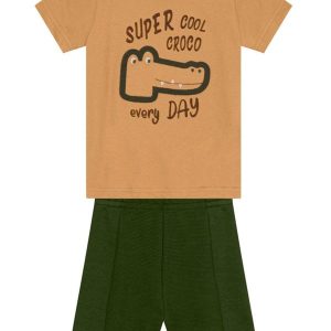 Conjunto Infantil Menino de Jacaré Marrom