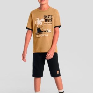 Conjunto Infantil Menino de Skate Marrom