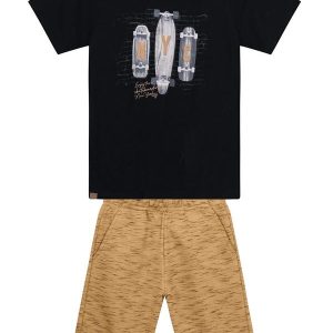 Conjunto Infantil Menino de Skate Preto