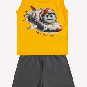 Conjunto Infantil Menino em Algodão Amarelo