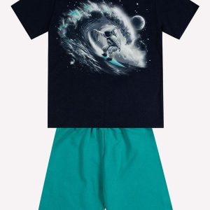 Conjunto Infantil Menino em Algodão Azul Marinho