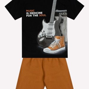 Conjunto Infantil Menino em Algodão Preto