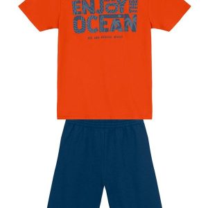 Conjunto Infantil Menino em Puff Laranja