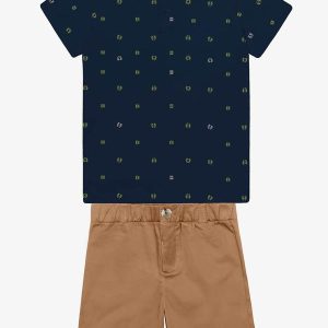 Conjunto Infantil Polo com Bermuda Azul
