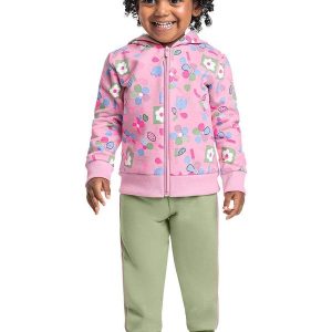 Conjunto Infantil em Moletom Floral Rosa