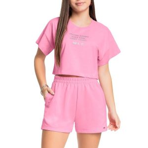 Conjunto Juvenil em Moletom sem Felpa Gloss Rosa