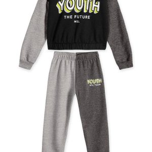 Conjunto Longo Moletom Infantil Feminino Preto