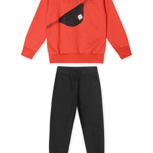 Conjunto Longo Moletom Infantil Laranja