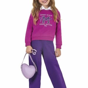 Conjunto Longo Moletom Infantil Rosa