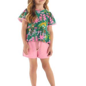Conjunto Menina Bata e Short Verde
