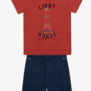 Conjunto Menina Camiseta com Bermuda Vermelho