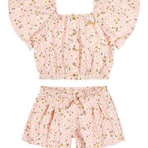Conjunto Menina Infantil Blusa e Shorts Rosa