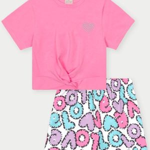 Conjunto Menina Love Rosa