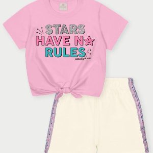Conjunto Menina Stars Rosa
