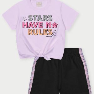 Conjunto Menina Stars Roxo