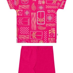 Conjunto Menina Tropical Geométrico Rosa