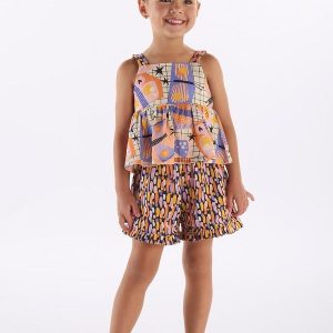 Conjunto Menina com Blusa e Short Branco