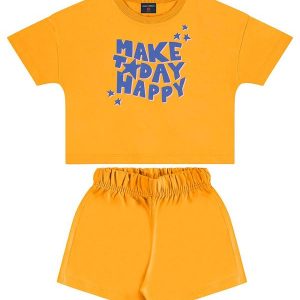 Conjunto Menina em Moletinho Amarelo