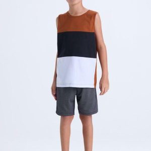 Conjunto Menino Infantil Regata Tricolo Caramelo