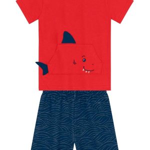 Conjunto Menino de Tubarãozinho Vermelho