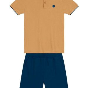 Conjunto Polo Infantil Menino Marrom