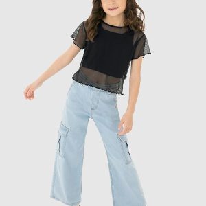 Conjunto Preto Blusa & Top Tule Menina
