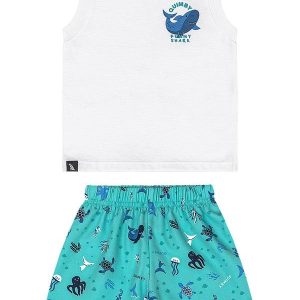 Conjunto Regata Shark Bermuda Quimby Branco