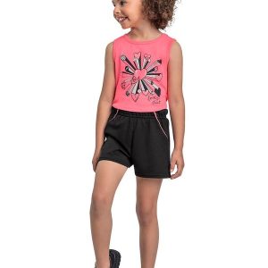 Conjunto Regata e Short Menina Rosa
