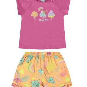 Conjunto Rosa Escuro Flavor com Aplique Menina