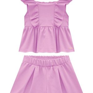 Conjunto Violeta em Crepe com Babados Menina