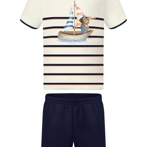 Conjunto com Bermuda de Moletom e Camiseta Azul
