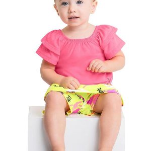 Conjunto com Blusa e Saia para Bebê Rosa