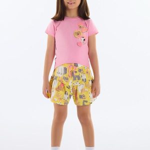 Conjunto com Blusa e Short Menina Rosa
