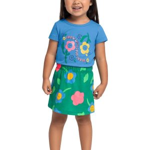 Conjunto com Blusa e Short-Saia Azul