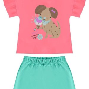 Conjunto com Blusa e Short-Saia Bee Loop Rosa