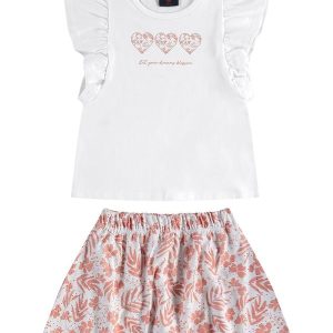 Conjunto com Blusa e Short-Saia Branco