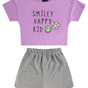 Conjunto com Blusa e Short-Saia Roxo
