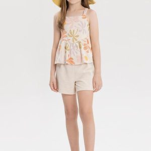 Conjunto com Blusa e Shorts em Moletom Rosa