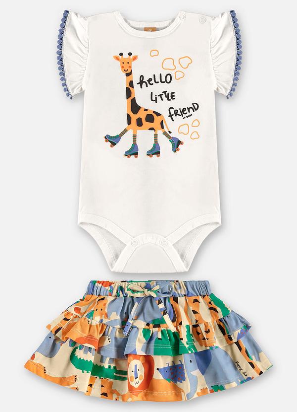 Conjunto com Body e Saia Bebê Bege