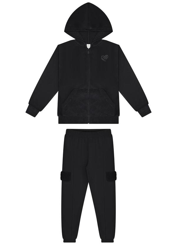 Conjunto com Calça e Jaqueta de Zíper Preto