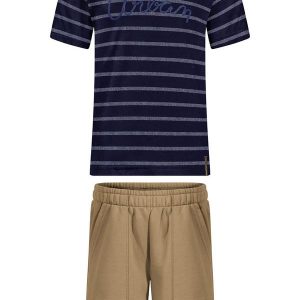 Conjunto com Camiseta e Bermuda com Bolsos Azul