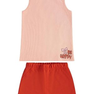 Conjunto com Regata e Short-Saia Rosa
