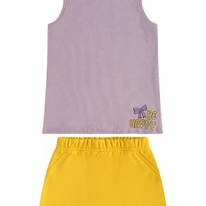 Conjunto com Regata e Short-Saia Roxo