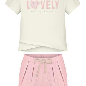 Conjunto com Shorts e Blusa Transpassada Rosa