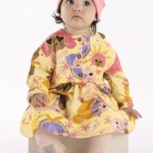 Conjunto com Vestido e Calça Amarelo