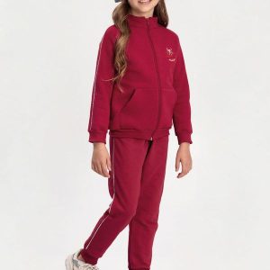 Conjunto de Moletom com Calça e Jaqueta Vermelho