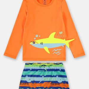 Conjunto de Praia Infantil Menino Laranja